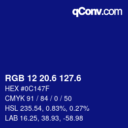 カラーコード: RGB 12 20.6 127.6 | qconv.com
