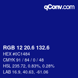 カラーコード: RGB 12 20.6 132.6 | qconv.com