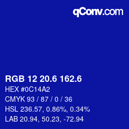 カラーコード: RGB 12 20.6 162.6 | qconv.com