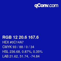 カラーコード: RGB 12 20.6 167.6 | qconv.com