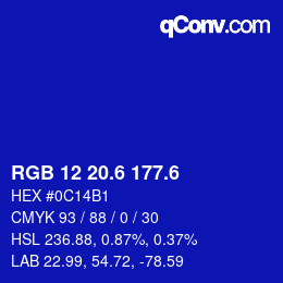 カラーコード: RGB 12 20.6 177.6 | qconv.com