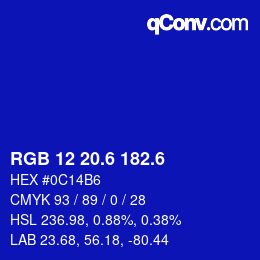 カラーコード: RGB 12 20.6 182.6 | qconv.com