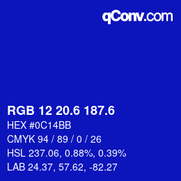 カラーコード: RGB 12 20.6 187.6 | qconv.com