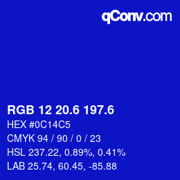 カラーコード: RGB 12 20.6 197.6 | qconv.com