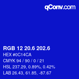 カラーコード: RGB 12 20.6 202.6 | qconv.com