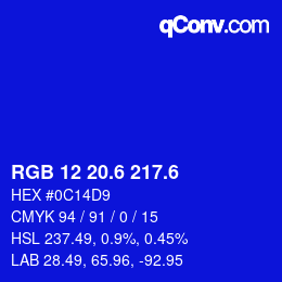 カラーコード: RGB 12 20.6 217.6 | qconv.com