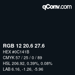 カラーコード: RGB 12 20.6 27.6 | qconv.com