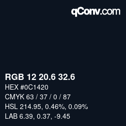 カラーコード: RGB 12 20.6 32.6 | qconv.com