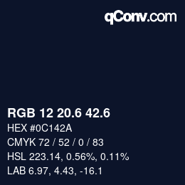カラーコード: RGB 12 20.6 42.6 | qconv.com
