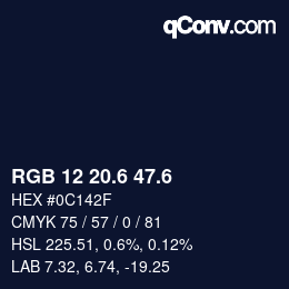 カラーコード: RGB 12 20.6 47.6 | qconv.com