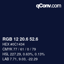 カラーコード: RGB 12 20.6 52.6 | qconv.com