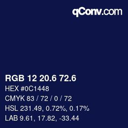 カラーコード: RGB 12 20.6 72.6 | qconv.com
