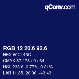 カラーコード: RGB 12 20.6 92.6 | qconv.com