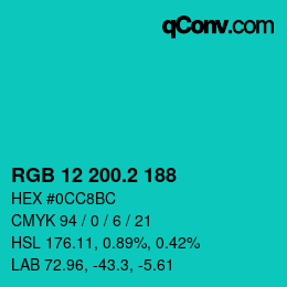 カラーコード: RGB 12 200.2 188 | qconv.com