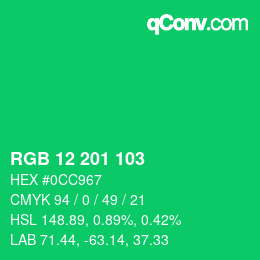 Farbcode: RGB 12 201 103 | qconv.com