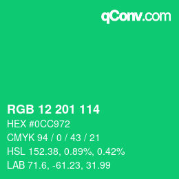 Color code: RGB 12 201 114 | qconv.com