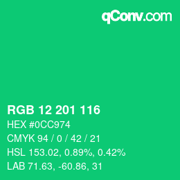 Color code: RGB 12 201 116 | qconv.com