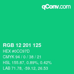 Color code: RGB 12 201 125 | qconv.com