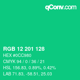 Color code: RGB 12 201 128 | qconv.com