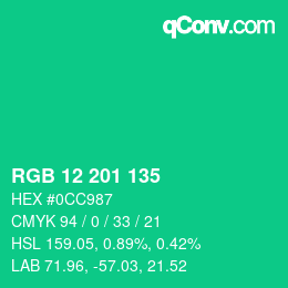 Color code: RGB 12 201 135 | qconv.com