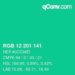 Color code: RGB 12 201 141 | qconv.com