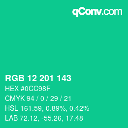 Color code: RGB 12 201 143 | qconv.com