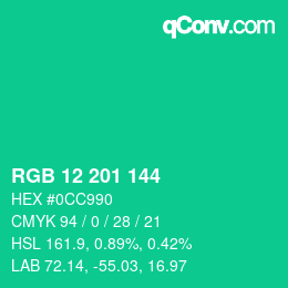 Color code: RGB 12 201 144 | qconv.com
