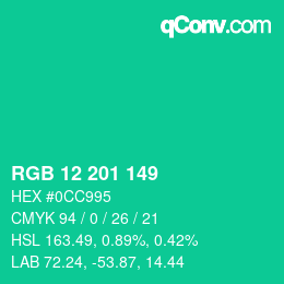 Color code: RGB 12 201 149 | qconv.com