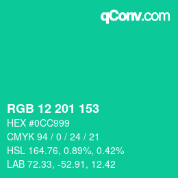 Color code: RGB 12 201 153 | qconv.com