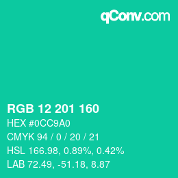 Color code: RGB 12 201 160 | qconv.com