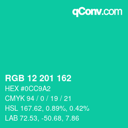 Code couleur: RGB 12 201 162 | qconv.com