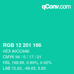 Color code: RGB 12 201 166 | qconv.com