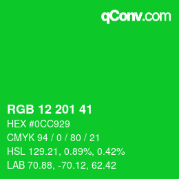 Color code: RGB 12 201 41 | qconv.com