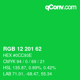 Color code: RGB 12 201 62 | qconv.com