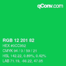 Color code: RGB 12 201 82 | qconv.com