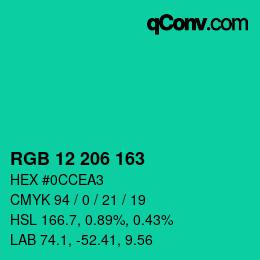 Color code: RGB 12 206 163 | qconv.com