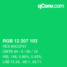 Color code: RGB 12 207 103 | qconv.com