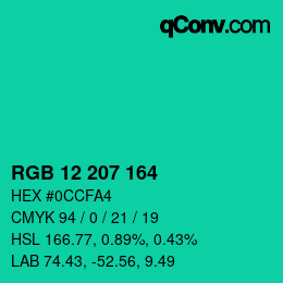 Color code: RGB 12 207 164 | qconv.com