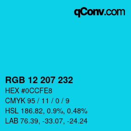 Color code: RGB 12 207 232 | qconv.com