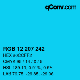 Color code: RGB 12 207 242 | qconv.com
