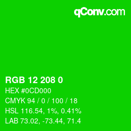 Color code: RGB 12 208 0 | qconv.com