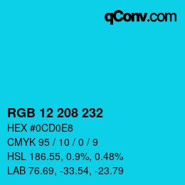 Color code: RGB 12 208 232 | qconv.com