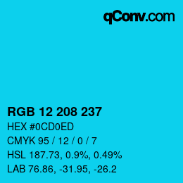 カラーコード: RGB 12 208 237 | qconv.com