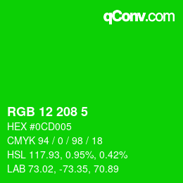 Color code: RGB 12 208 5 | qconv.com