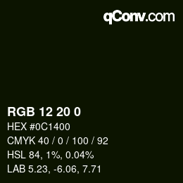 Color code: RGB 12 20 0 | qconv.com