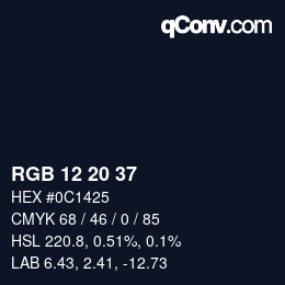 Color code: RGB 12 20 37 | qconv.com