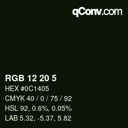 颜色代码: RGB 12 20 5 | qconv.com