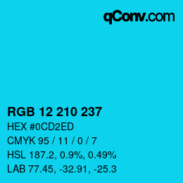 Color code: RGB 12 210 237 | qconv.com
