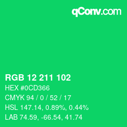 Color code: RGB 12 211 102 | qconv.com