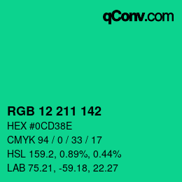 Color code: RGB 12 211 142 | qconv.com